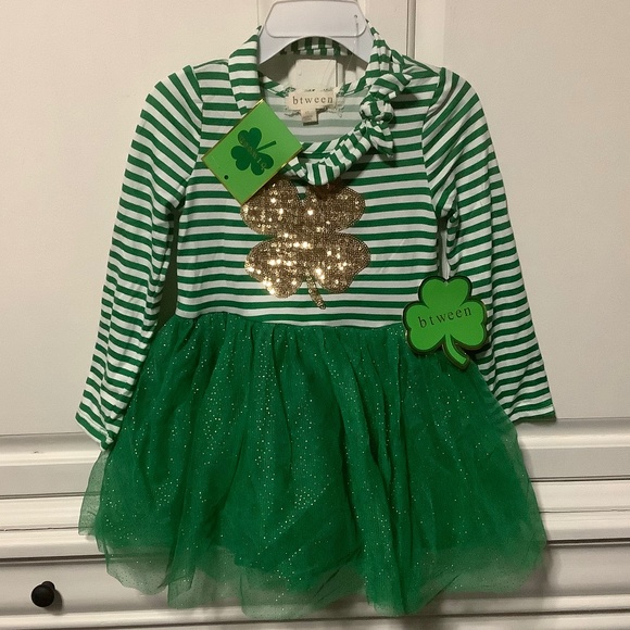 btween Other - NWT St. Patrick’s Day 4T dress with headband green striped with tulle